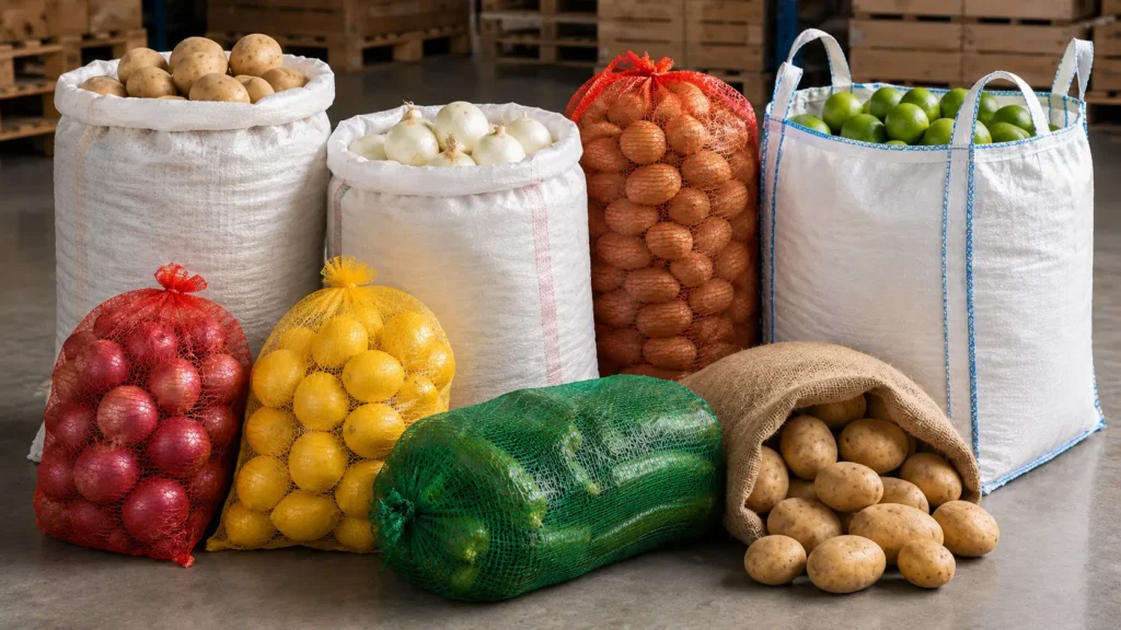 Sacos y arpillas para productos agrícolas y manejo de mercancía